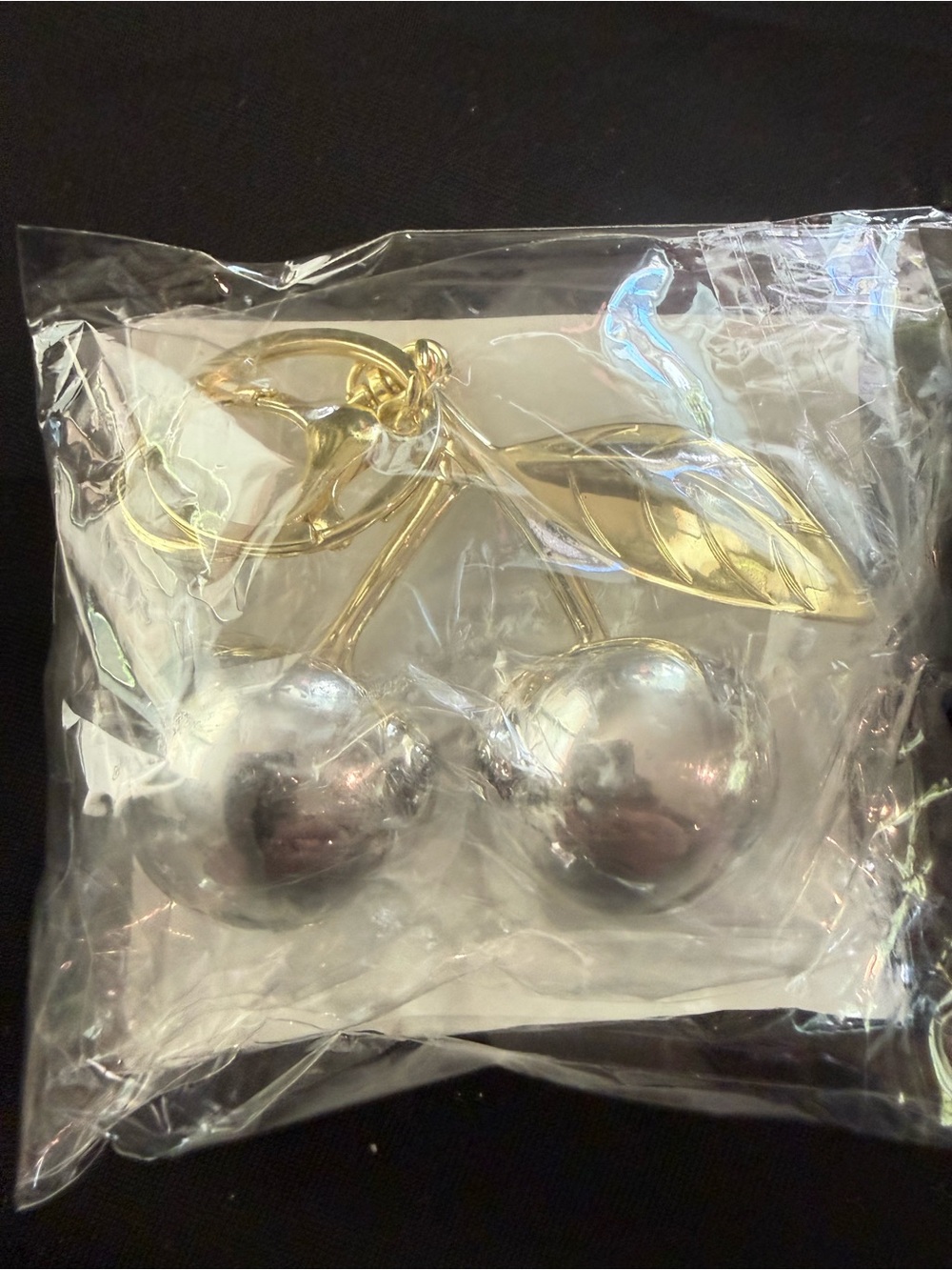 Gold Leaf Silver Cherry Decorative bag charm